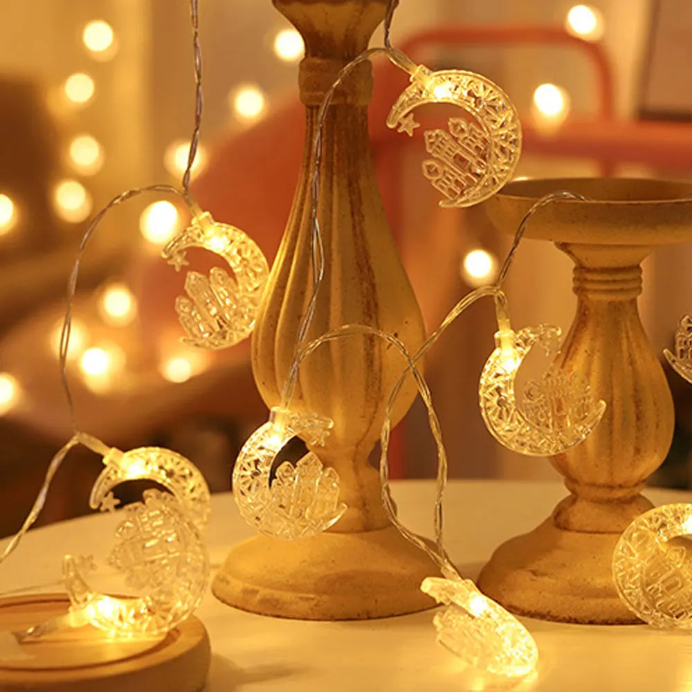 EID Mubarak LED String Lights Ramadan Decoration For Home Islamic Muslim Party Decor 2025 Ramadan Kareem Eid Al Adha Gifts