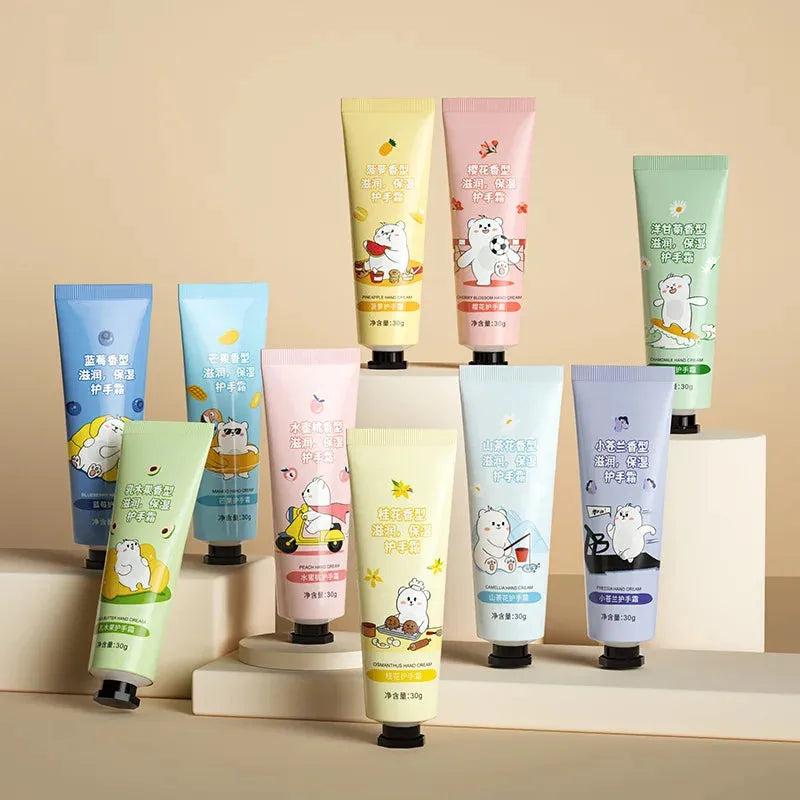 10pcs Fruit Flower Hand Cream Sets Sakura Avocado Chamomile Hand Creams Moisturizing Firming Hands Skin Care Products