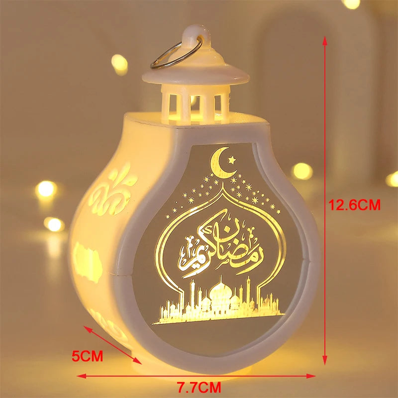 Ramadan Lantern Light Eid Mubarak Ornaments Decoration for Home 2024 Islamic Muslim Party Supplies Artificial Fake Candles Led