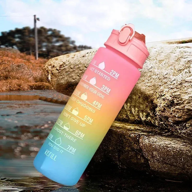 Portable Water Bottle Motivational Sports Water bottle with Time Marker Leak-proof Cup for Outdoor Sport Fitness BPA Free