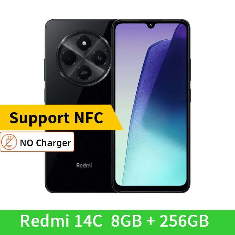 Global Version Xiaomi Redmi 14C NFC Smartphone MTK Helio G81-Ultra 6.88" 120Hz Display 50MP Camera 5160mAh 18W Fast Charging