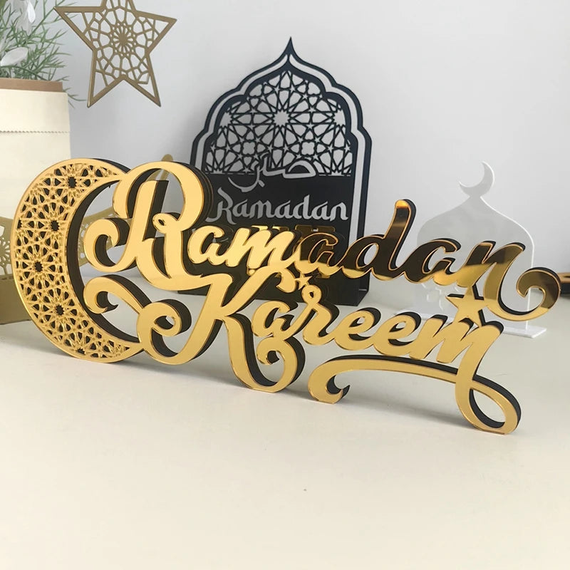 2025 Acrylic Ramadan Ornament Eid al-Fitr Decorations Moon Star Castle Shape Crafts Islamic Muslim Festive Decor Party Gift