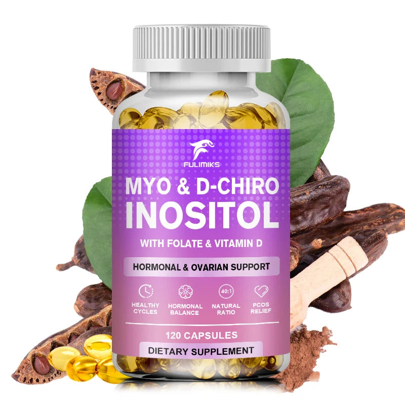 Myo-Inositol Capsules Supplement & D-Chiro Inositol Plus Folate & Vitamin D - Hormone Balance &Healthy Ovarian Support for Women