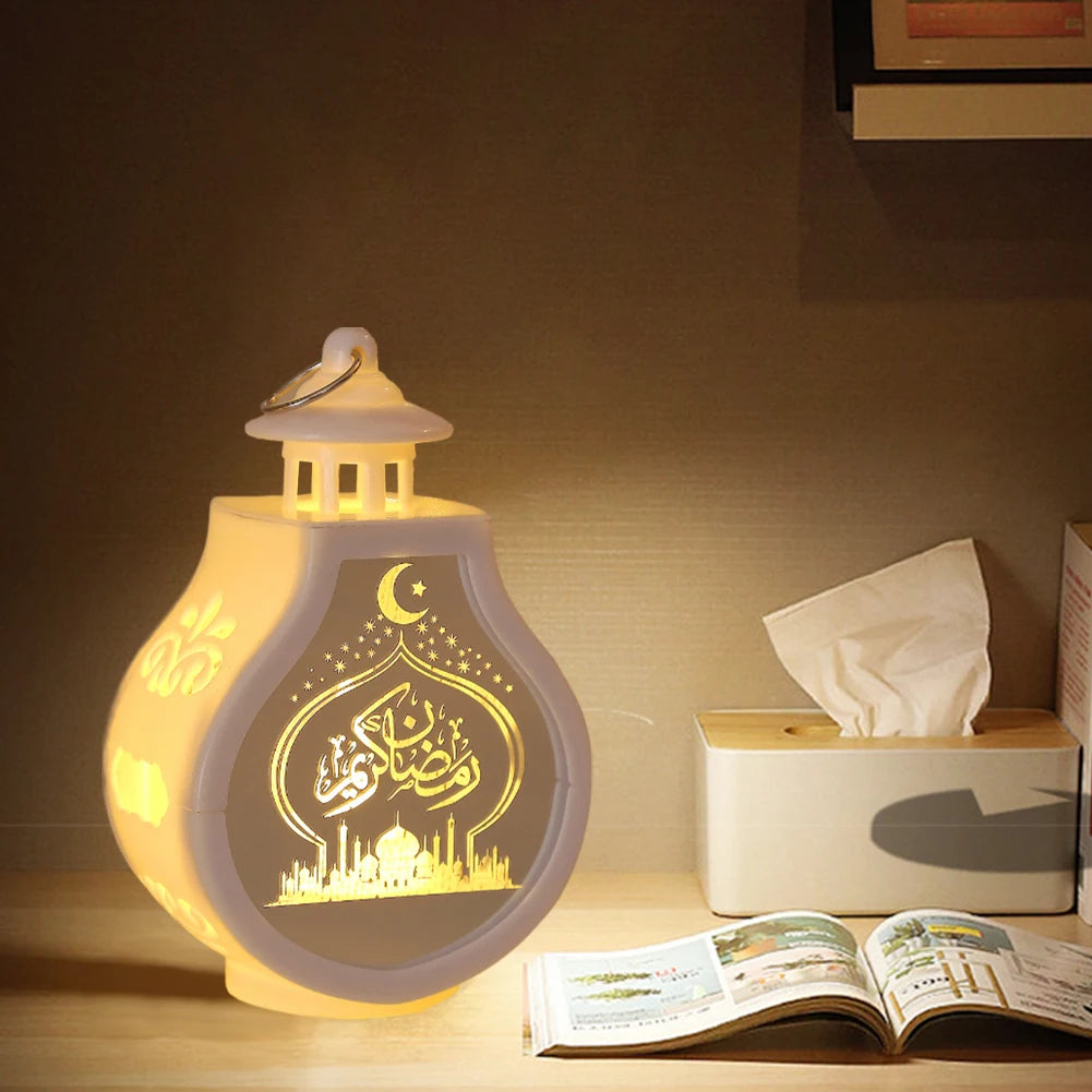 Ramadan Decorative Lantern Battery Powered Islamic Night Light Ramadan Kareem Lantern Islamic Muslim Party Decoration