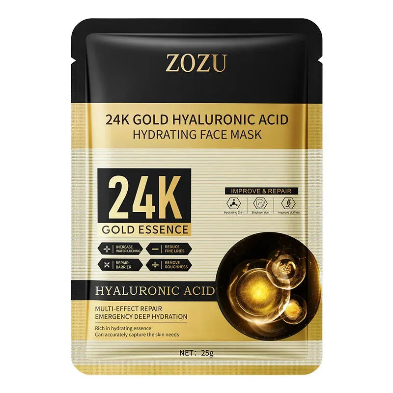 10pcs 24K Golden Hyaluronic Acid Face Mask Facial skincare Firming Moisturizing Hydrating Facial Masks Skin Care Products