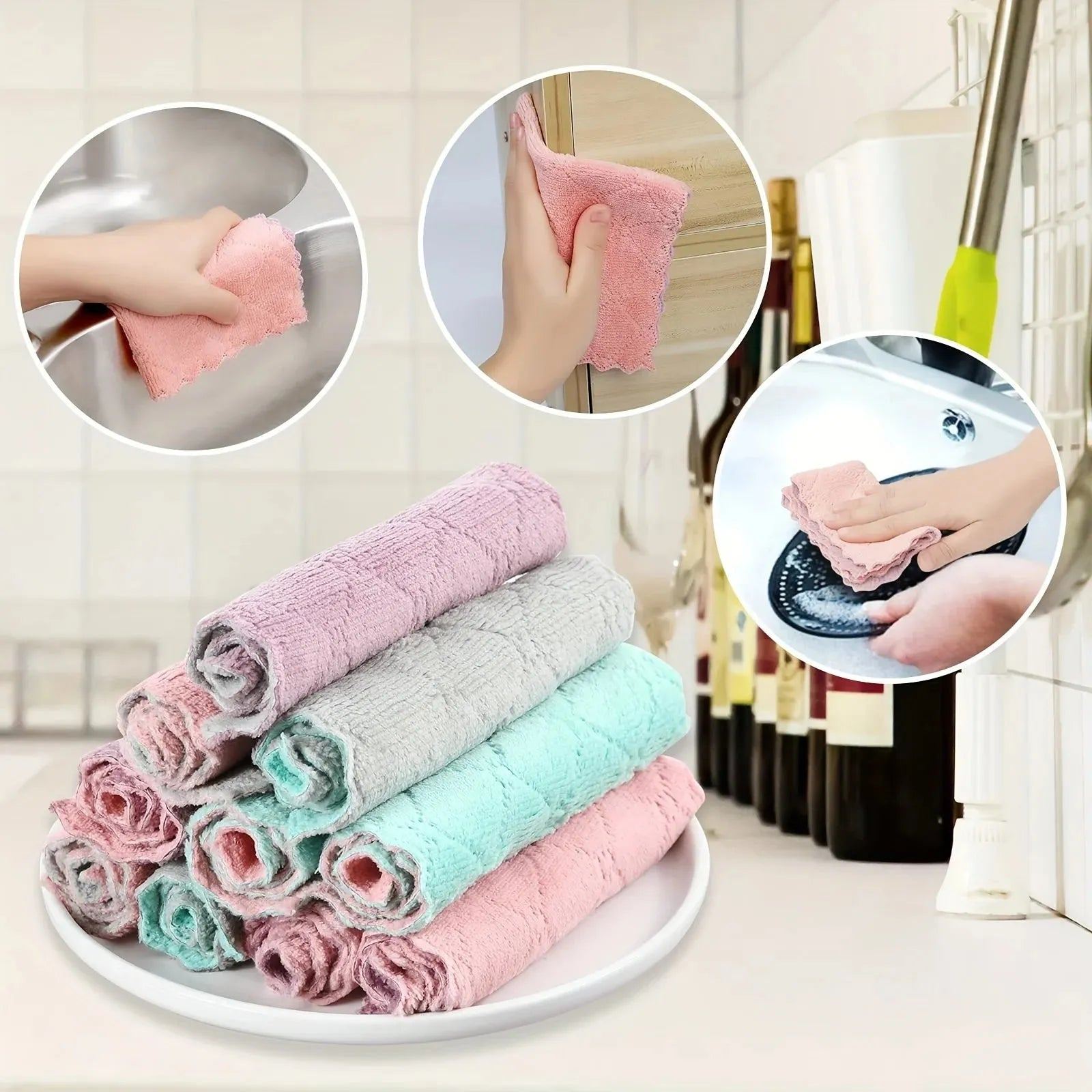 10/20pcs Kitchen Towels And Dishcloths Rag Set Small Dish Towels For Washing Dishes Dish Rags For Cooking Baking-Random Color