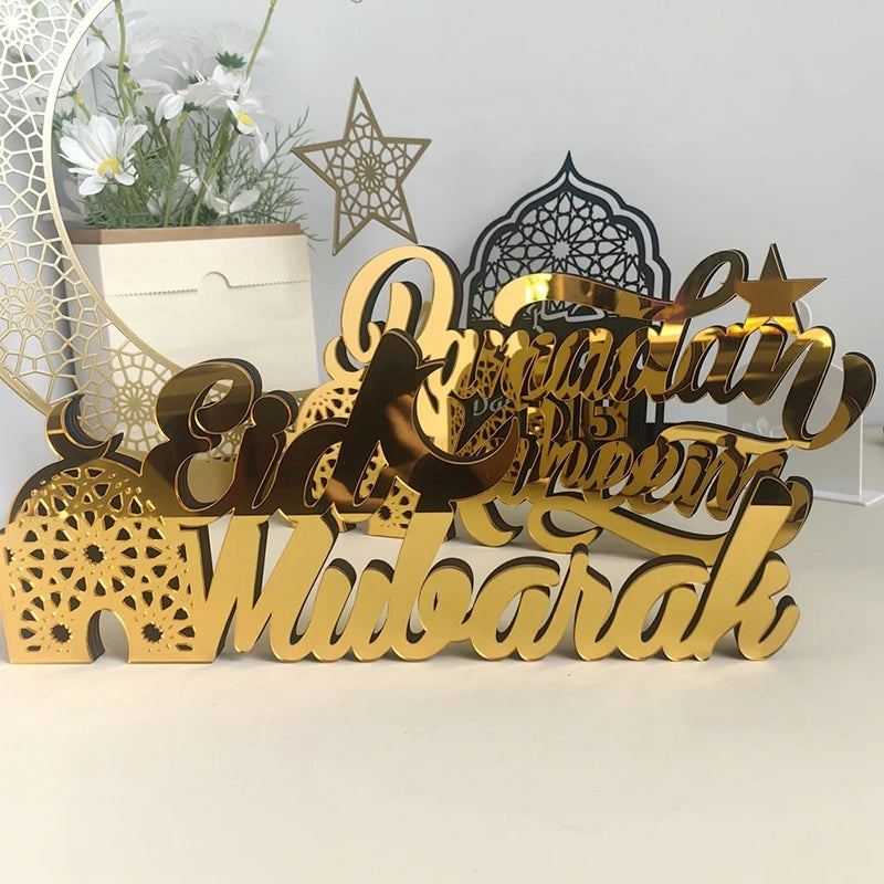 2025 Acrylic Ramadan Ornament Eid al-Fitr Decorations Moon Star Castle Shape Crafts Islamic Muslim Festive Decor Party Gift