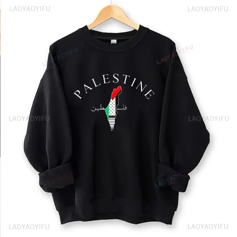 Vintage Printed Palestine Sweatshirt Round Neck Top Pullover For Men Women Casual Streetwear Hoodies New Autumn winter Hoody