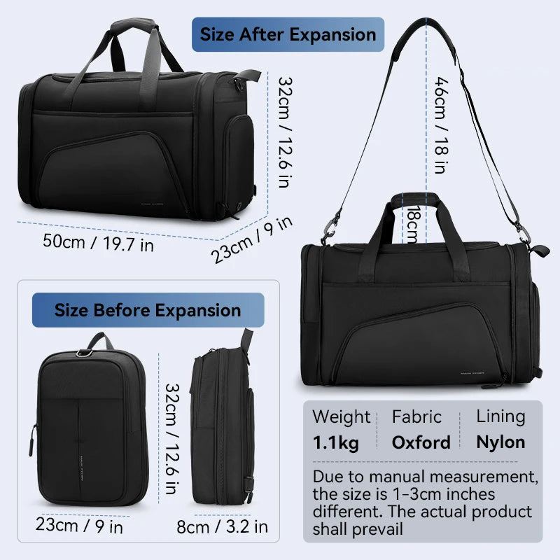 MarkRyden Deformable I: Large-Capacity Travel Gym Handbag Women Men Nylon Travel Duffel Bag Carry On Luggage Bag Men