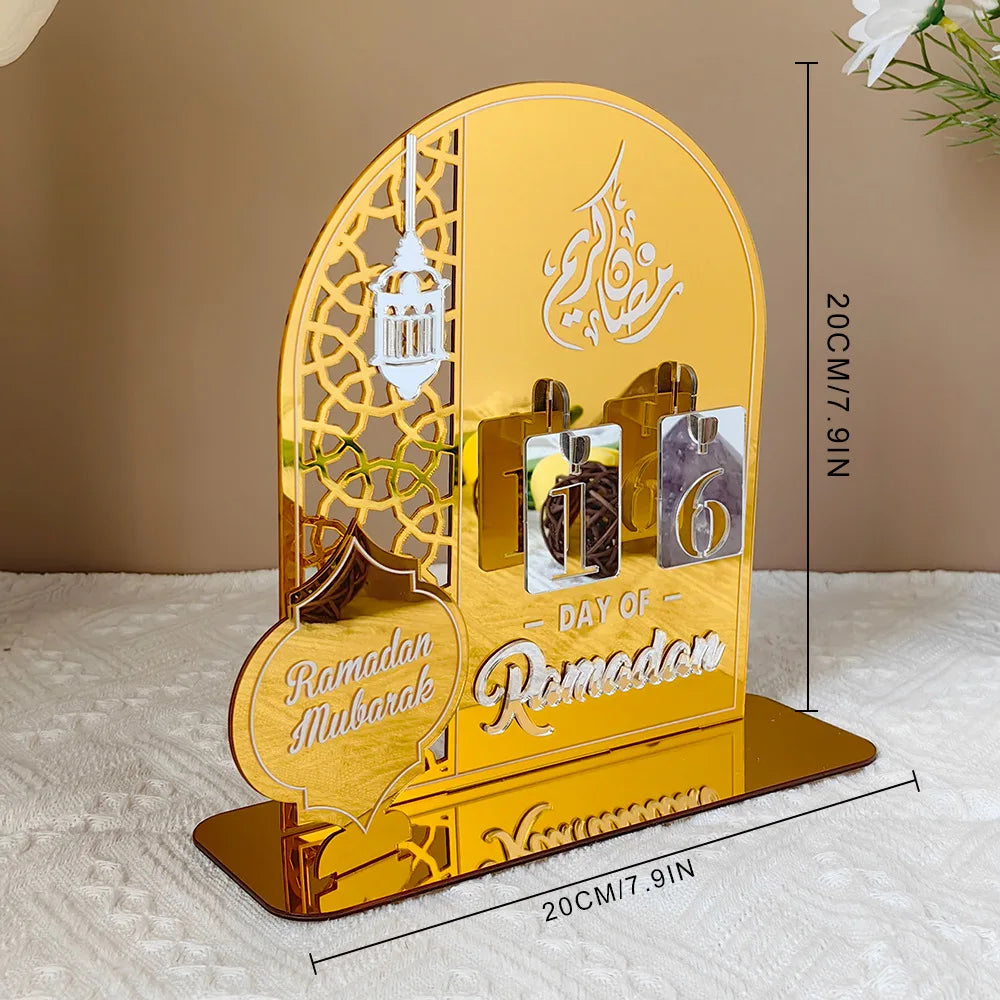 Ramadan Countdown Calendar Acrylic Eid Mubarak Ornament Kareem Ramadan Decoration 2025 For Home Islamic Muslim Party Decor Gifts