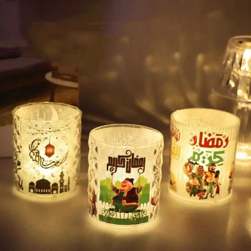 3Pcs Ramadan Kareem Led Candle Light Eid Mubarak Decor for Home Islamic Muslim Party Favors Supply Eid Al-Fitr Ornaments Lantern