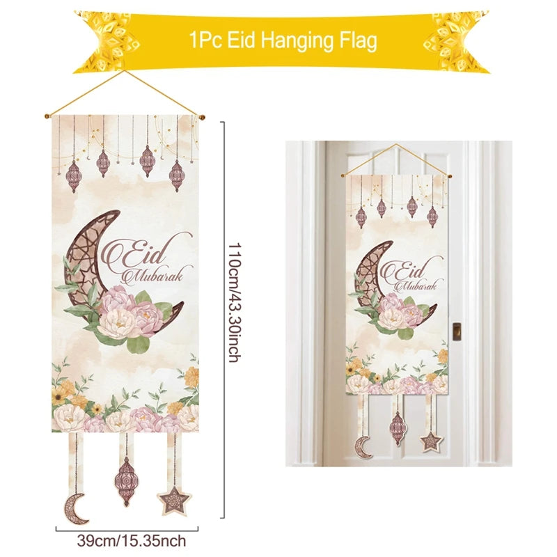 Eid Mubarak Decoration 2025 Hanging Flag Ramadan For Home Door Islamic Muslim Party Decor Ramadan Kareem Banner Eid Al-Fitr Gift