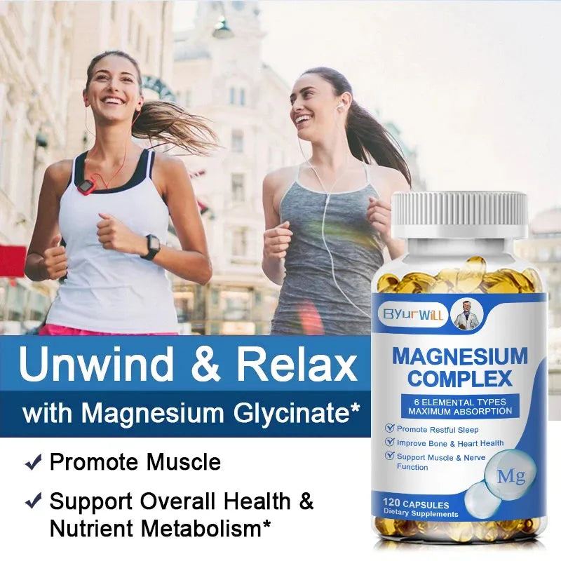 Triple Magnesium Complex - 500 mg Magnesium Glycinate, Malate & Citrate for Muscle, Nerve & Energy, High Absorption, Vegetarian