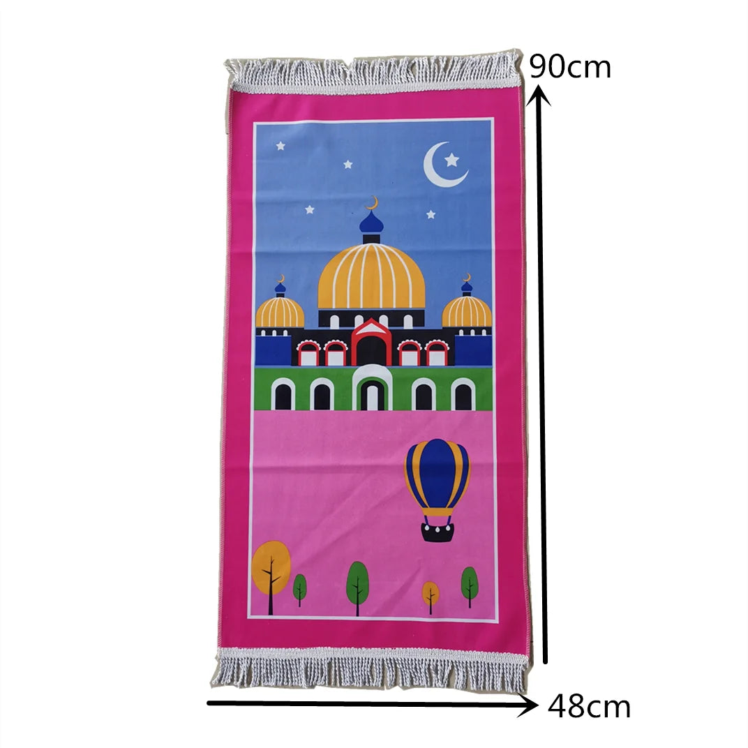 Kids Prayer Rug Muslim Romadan Gift Children Portable Sajadah 4 PCS SET