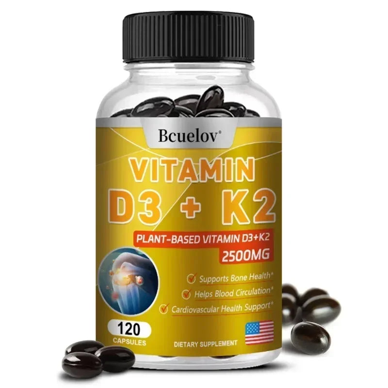 Vitamin D3 + K2 MK-7 - D3 Vitamin Supplement, 2 in 1 Supports Immune, Heart, Joint, Dental & Bone Health - Easily Absorbed