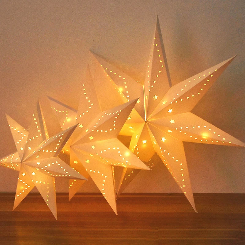 Hollow Star Hanging Pendant Eid Mubarak Ramadan Kareem Decoration Lantern 2024 Islamic Muslim Party Supplies Christmas Birthday