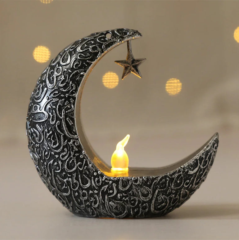 Starry Moon Candlestick Ramadan Festival Decora Home Decor Moon Led Candle Lamp Eid Mubarak Party Islamic Muslim Decors Supplies