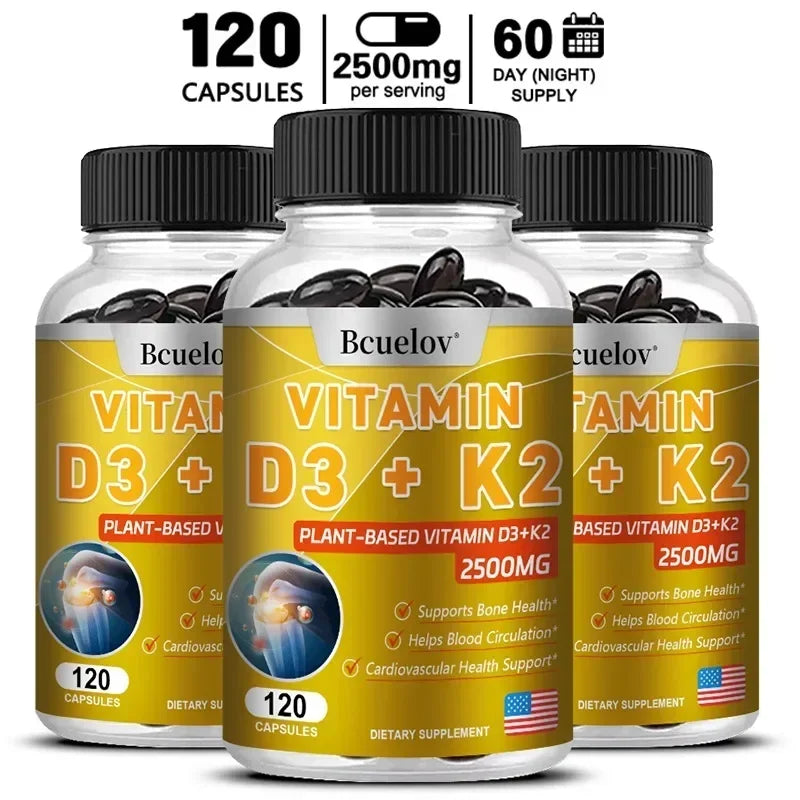 Vitamin D3 + K2 MK-7 - D3 Vitamin Supplement, 2 in 1 Supports Immune, Heart, Joint, Dental & Bone Health - Easily Absorbed