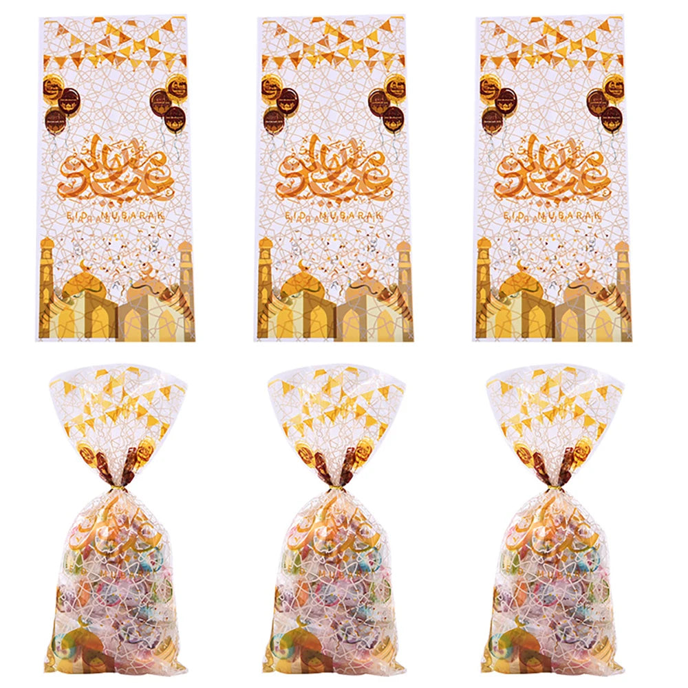 50/100pcs Ramadan Goodie Bags,Eid Mubarak Sweets Bags,Eid Gifts For Islamic Muslim,Eid Al-Fitr Candy Bags Ramadan Kareem Decor