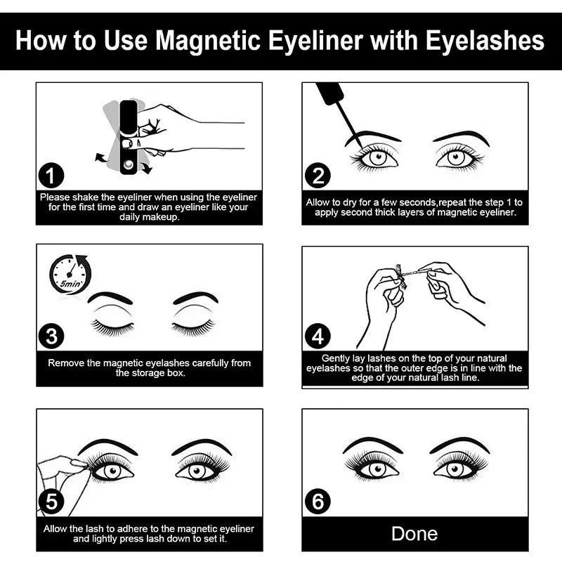 1/2Pcs Black Magnetic Eyeliner Glue False Eyelash Extension Magic Self-adhesive Liquid Eyeliner Eye Makeup No Blooming Cosmetics
