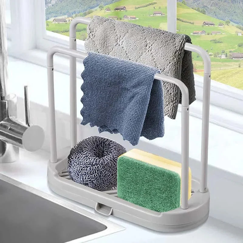 1PCS Detachable Kitchen Dishcloth Holder Rag Hanger Sink Sponge Holder Storage Rack Shelf For Bathroom Scrubber Brush Organizer