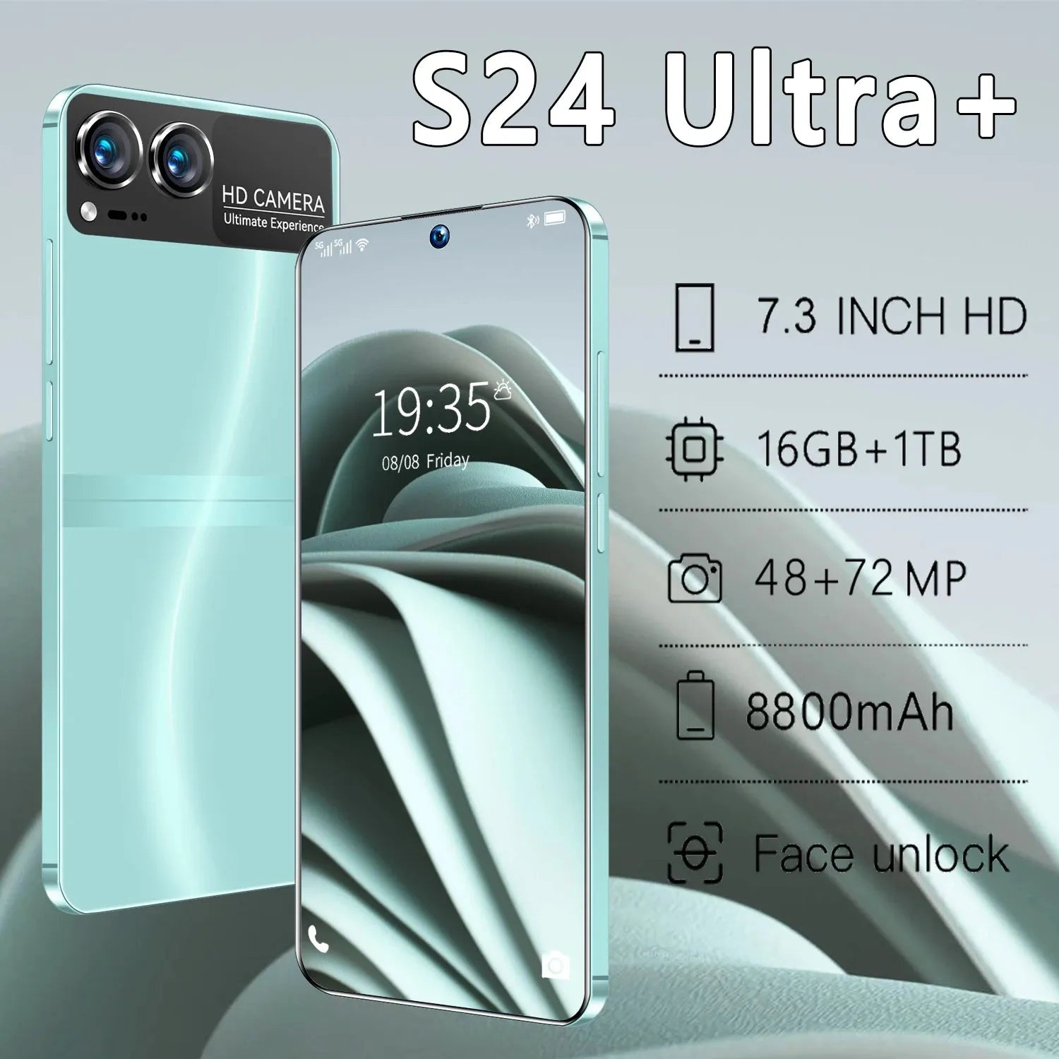 Global S24 Ultra+ 7.3HD Screen 16GB+1TB 8800Mah Android13 Celulare Dual Sim Face Unlocked  5G Original Mobile Phone tablet