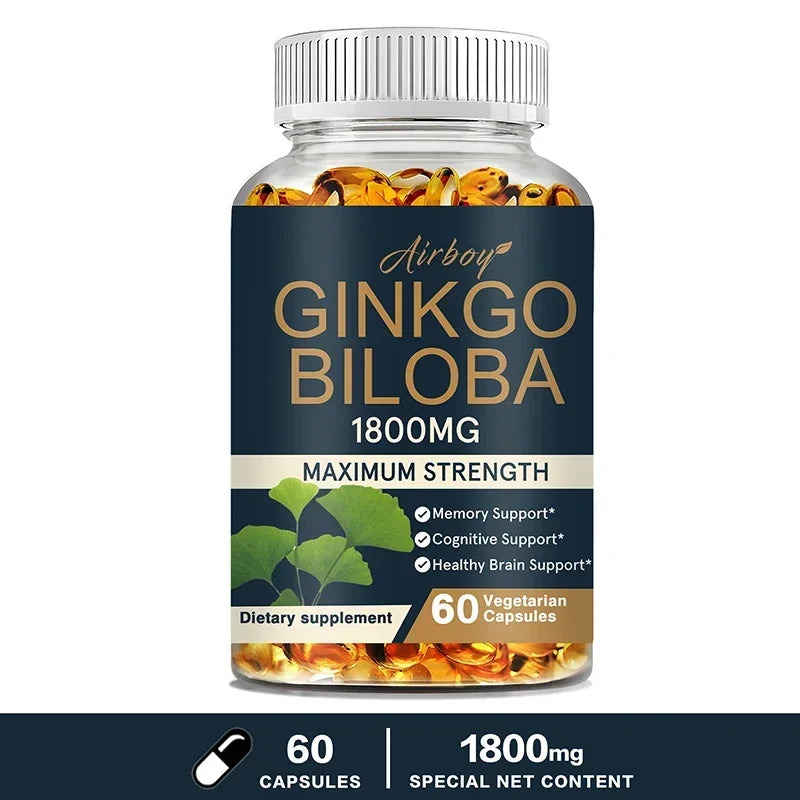 Ginkgo Biloba - Helps Maintain Brain Power, Energy, Memory, Concentration, Anti-Fatigue, Antioxidant