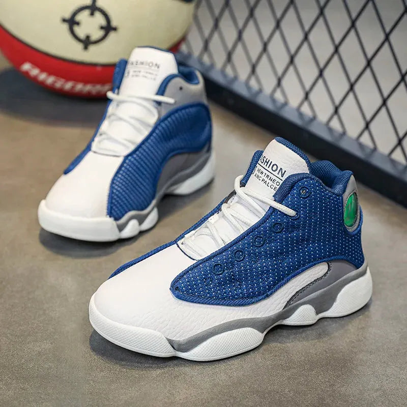 2023 new sports shoes male adolescent boys middle school leisure leather cushioned anti-slip actual combat basketball shoes