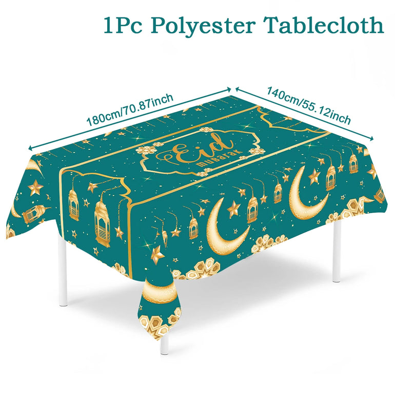 Eid Mubarak Star Moon Tablecloth Ramadan Kareem Decor for Home 2025 Islamic Muslim Party Eid Al Adha Supplies Castle Table Cover