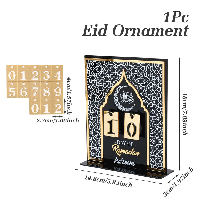 Acrylic Ramadan Countdown Calendar Ornaments Gifts Eid Mubarak Ramadan Decor For Home 2025 Kareem Islamic Muslim Party Supplies