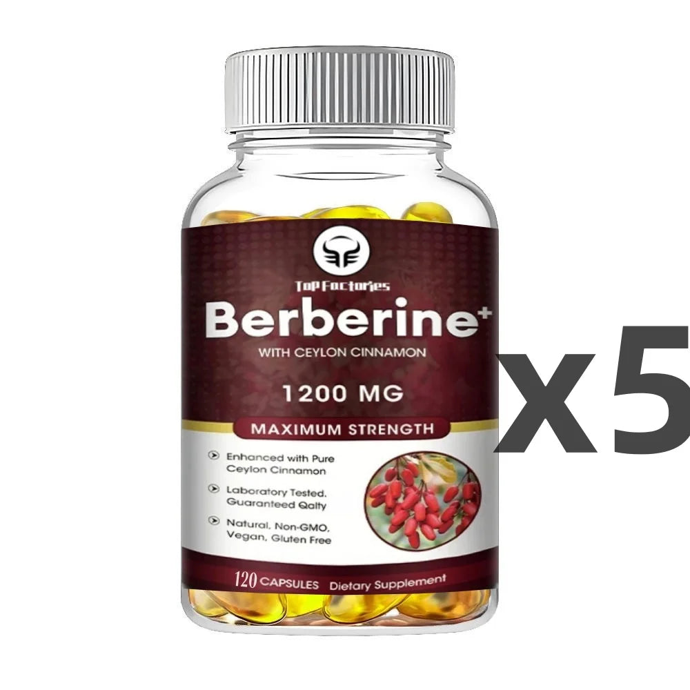 Berberine Hcl 1200mg, 120 Capsules Vegetarian - Gluten Free And Non Gmo