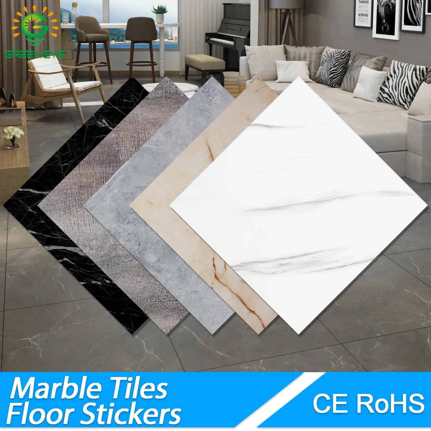 Wall Sticker Thick Self Adhesive Tiles Floor Stickers Marble Bathroom Ground waterproof Wallpapers PVC Bedroom Furniture Room