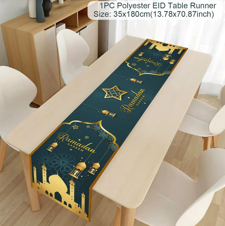 Ramadan Decoration Table Runner EID Mubarak Decor 2024 For Home Tablecloth Ramadan Kareem Islamic Muslim Party Eid Al-Fitr Gifts