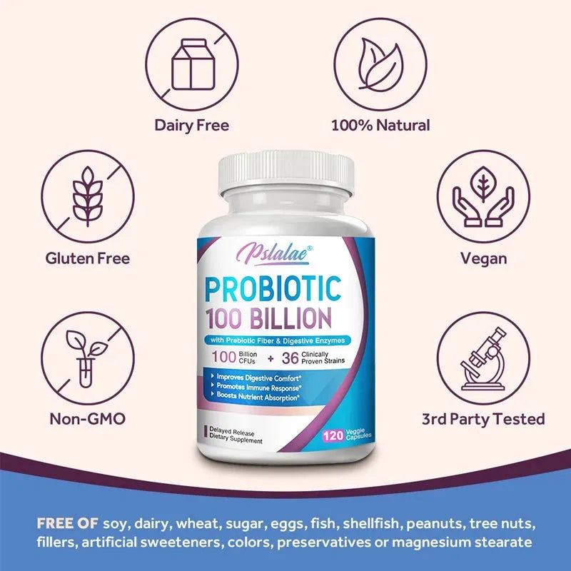 Premium Probiotic with Organic Prebiotic Fiber and Enzymes To Support Digestion and Immune System