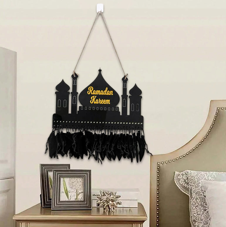 Ramadan Calendar Ornament With Bags Ramadan Kareem Decoration for Home 2025 Eid Mubarak Islamic Muslim Party Supplies Wall Decor