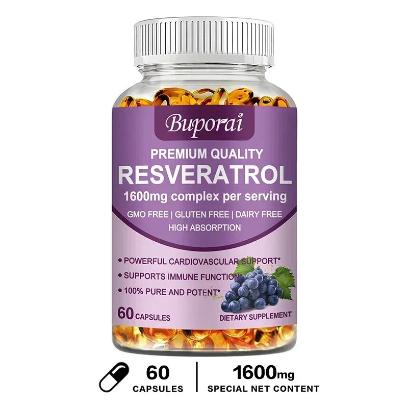 Resveratrol - Helps Support Cardiovascular Health, Promotes Skin Radiance, and Antioxidants