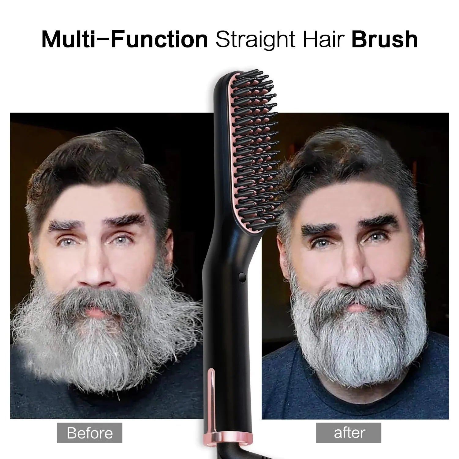 Ionic Hair Beard Straightener Comb Anti-Scald Ceramic Heated Beard Brush Portable Beard Straightening Comb 6 Adjustable Temp