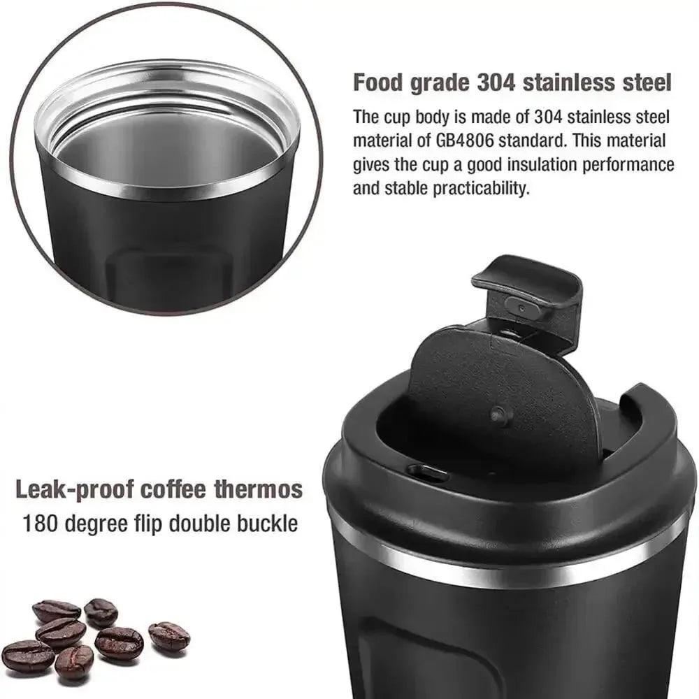 380ML/500ML Wall Insulated Coffee Mug Cup Travel Thermal Stainless Steel Flask Vacuum Car Mounted Water Bottle Wholesale