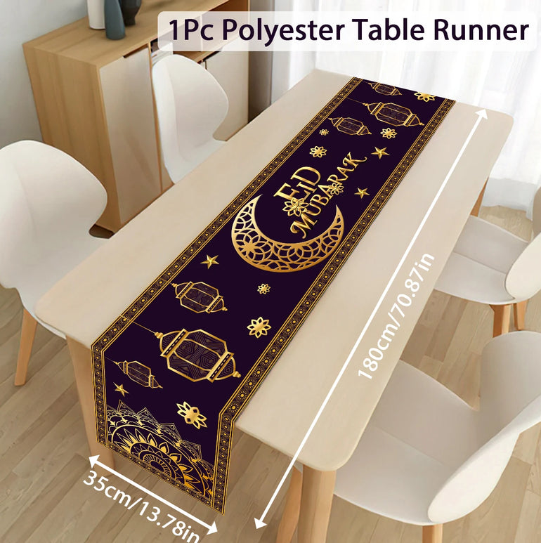 Ramadan Decoration Table Runner EID Mubarak Decor 2024 For Home Tablecloth Ramadan Kareem Islamic Muslim Party Eid Al-Fitr Gifts