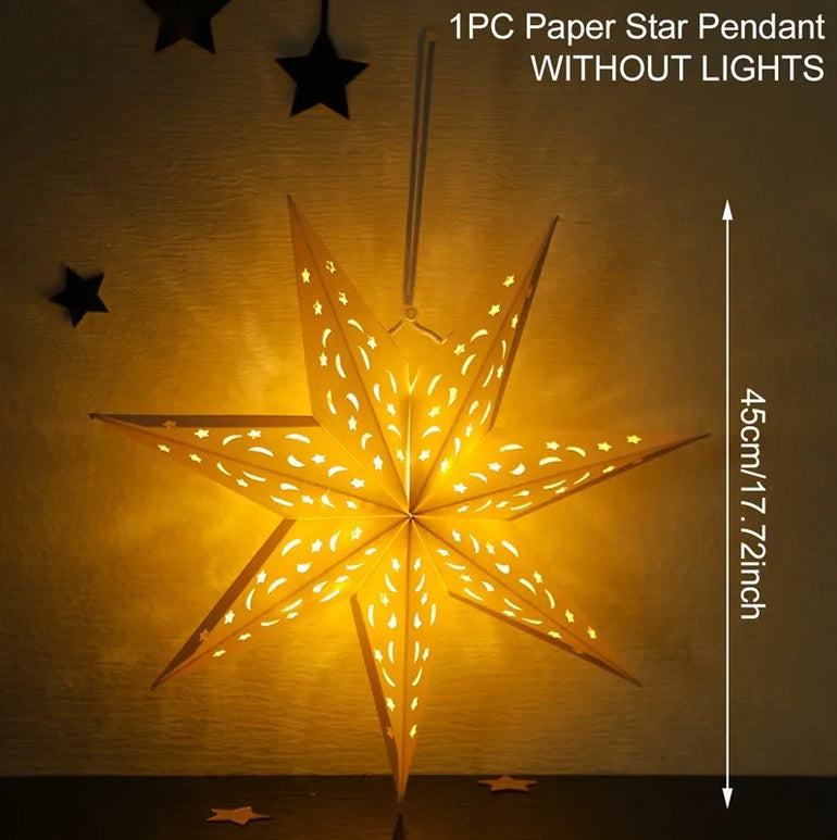 Eid Mubarak Hollow Star Hanging Pendant Ramadan Decoration For Home 2025 Islam Muslim Party Eid Al Adha Kareem Light Gifts