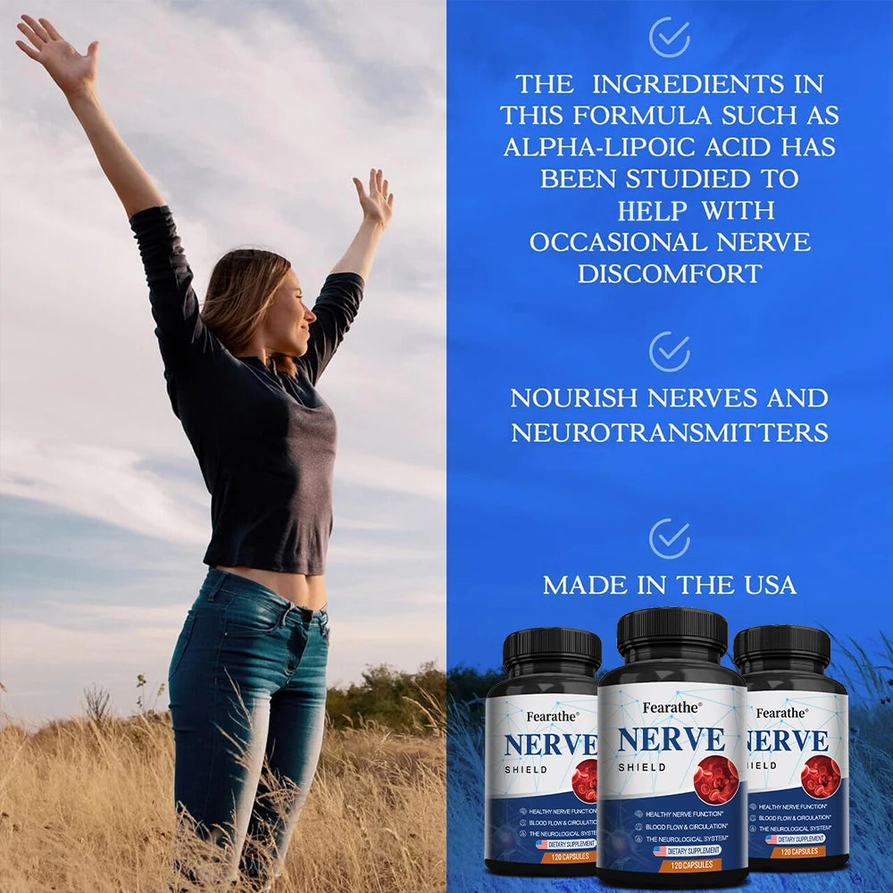 Nerve Support Supplements - Supports Healthy Nerve Function and Neurotransmitters, Blood Flow, Circulation