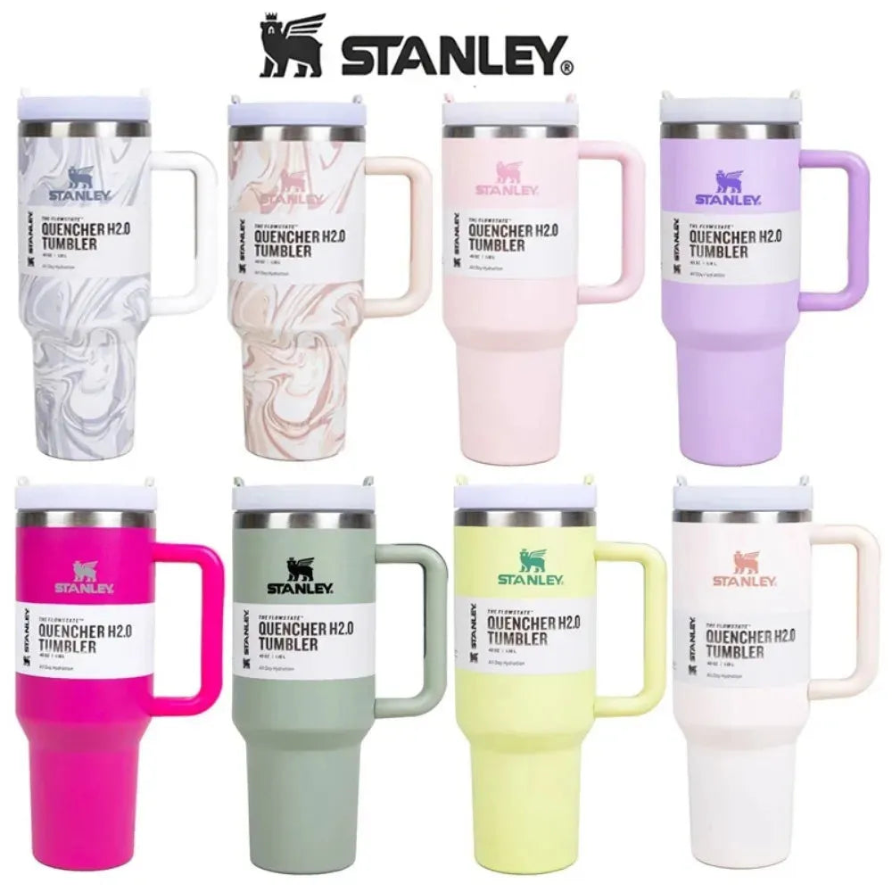 Stanley 30oz/40oz Tumbler with Handle with Straw Lids Stainless Steel Coffee Cup Car Mugs Fashion Gift