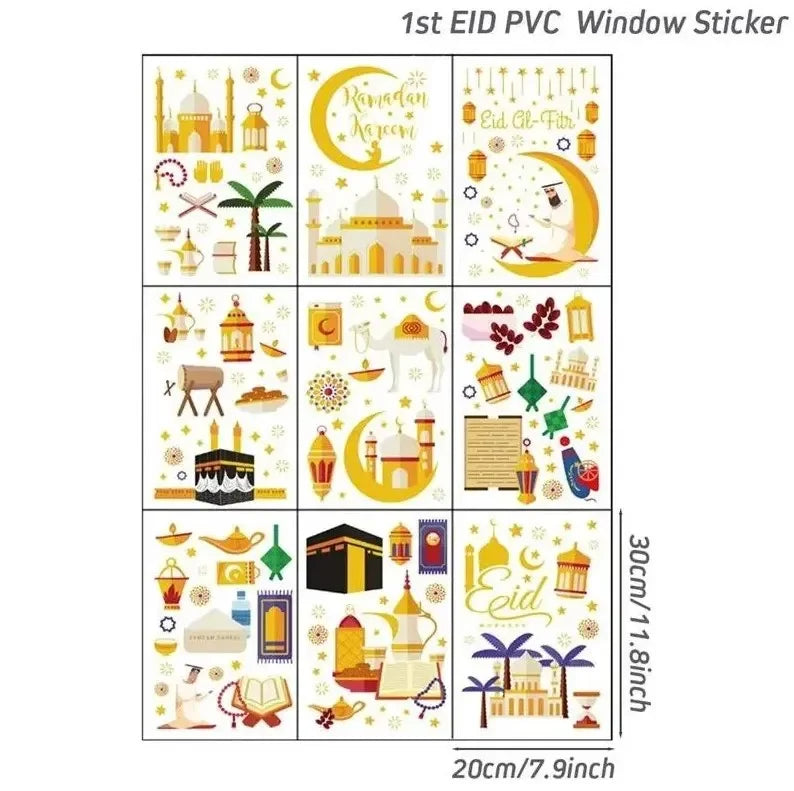 Eid Mubarak Wall Window Stickers Ramadan Decorations for Home 2025 Ramadan Kareem Islamic Muslim Party Decor Eid Mubarak Gifts