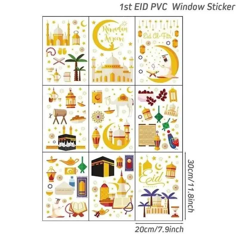 Eid Mubarak Wall Window Stickers Ramadan Decorations for Home 2025 Ramadan Kareem Islamic Muslim Party Decor Eid Mubarak Gifts