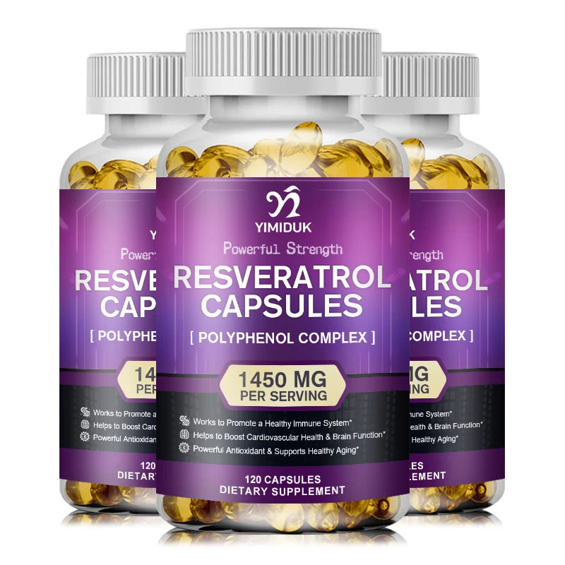 Resveratrol Capsules - Antioxidant Supplement - Supports Healthy Aging & Promotes Immune, Brain Boost & Joint Support