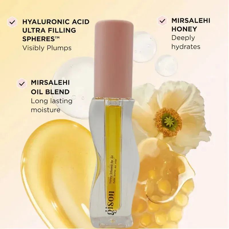 2.5 ml Honey Gold Honey Infused Lip Oil Non-sticky Long-Lasting Moisturizing Liquid Lipstick with a Naturally Healthy Shine