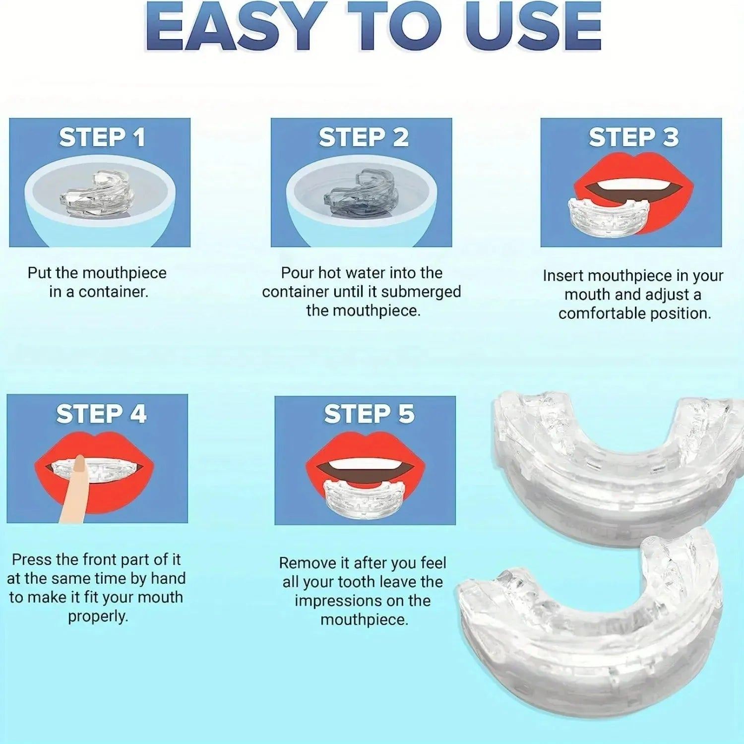 Anti-Snoring Mouth Guard, Adjustable Mouthpiece - Night Time Teeth Mouthguard & Sleeping Bite Guard for Bruxism and Stop Snoring