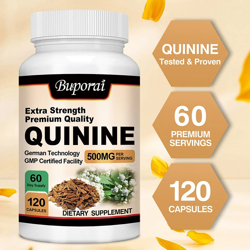 Quinine Capsules 500mg - Relieve Leg Cramps, Aid Digestion, Enhances Immunity