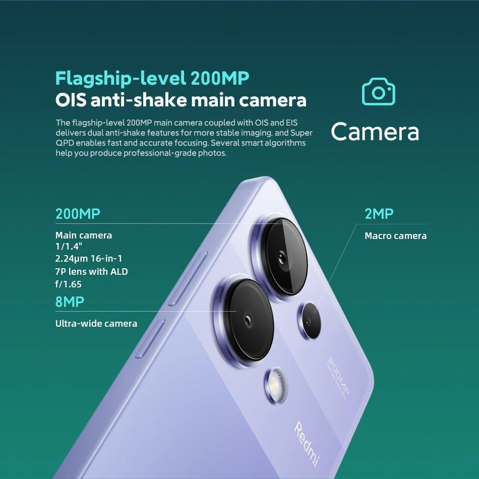 Global Version Xiaomi Redmi Note 13 Pro 4G Smartphone 200MP OIS Camera 120Hz  AMOLED Display 5000mAh 67W Turbo Charging MIUI 14