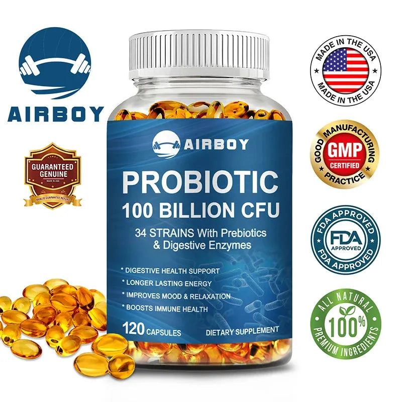 Probiotics 100 Billion CFU - Contains Prebiotics and Digestive Enzymes To Support Digestion and Weight Management